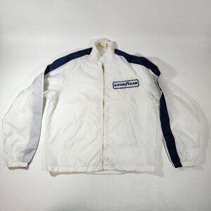 Goodyear Racing Jacket Medium Official Apparel USA VTG 80s Windbreaker White